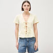 Blouse manches courtes jaune pastel femme
