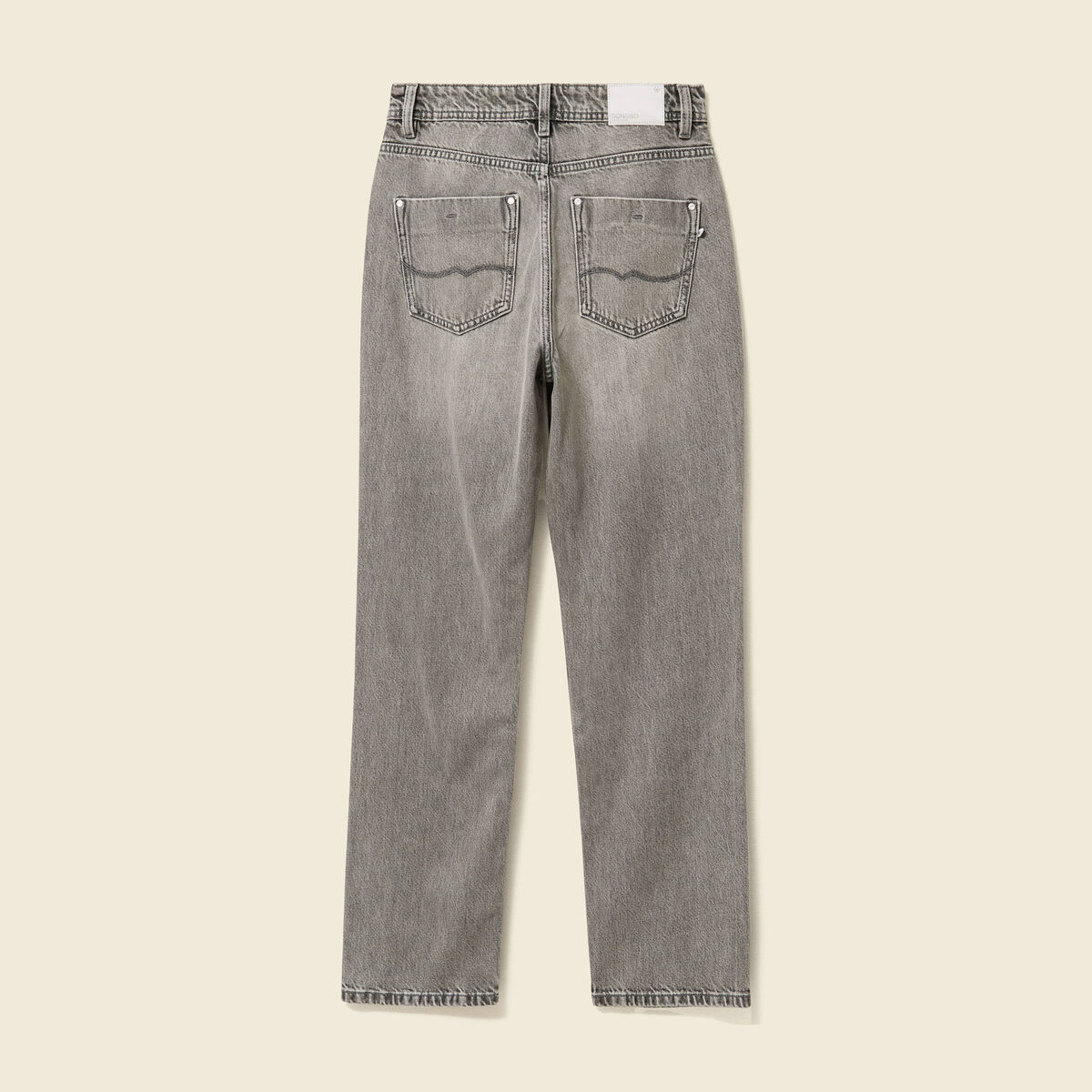 Jeans straight taille haute 7/8&egrave;me denim gris clair femme