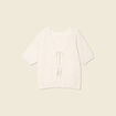 Gilet manches courtes ajouré creme femme