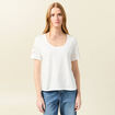 T-shirt manches courtes brodé ecru femme