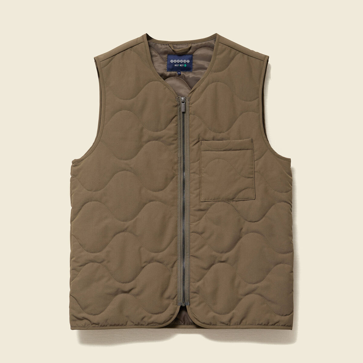Doudoune droite courte sans manches vert kaki homme