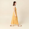 Robe longue évasée à perles jaune femme