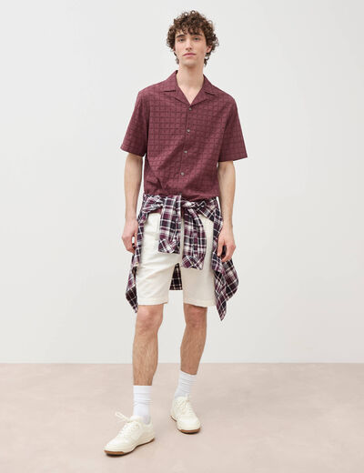 Chemise boyfriend en coton avec broderie prune homme