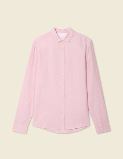 Chemise manches longues rose pastel homme