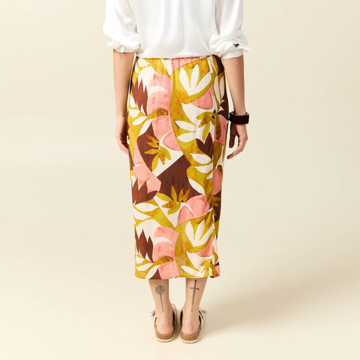 Jupe taille standard marron cognac femme