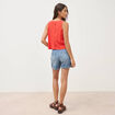Blouse vichy droite cropped sans manches orange fonc&eacute; femme
