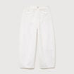 Jeans barrel taille haute 7/8&egrave;me denim blanc femme