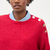 Pull droit col rond manches longues rouge femme