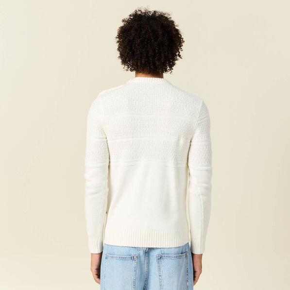 Pull manches longues boutons ecru homme