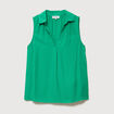 Top sans manches col tailleur vert femme