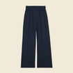 Pantalon large fluide noeud bleu marine femme