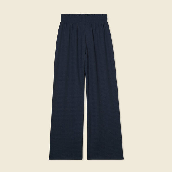 pantalon large fluide noeud bleu marine femme Pantalon large fluide noeud bleu marine femme