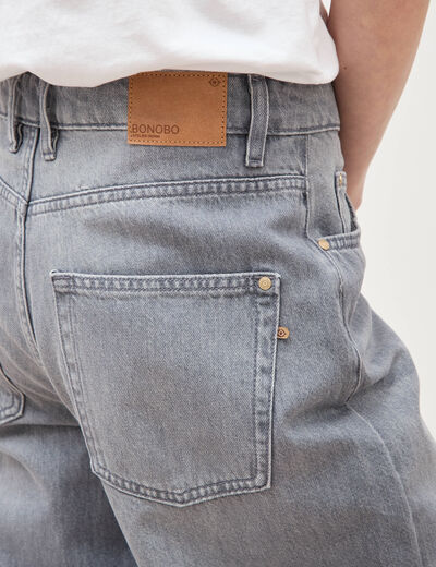 Jeans loose taille standard en coton denim gris clair femme