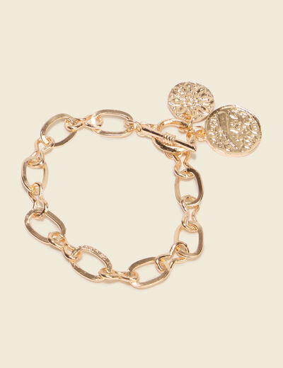 Bracelet avec cha&icirc;ne couleur or femme