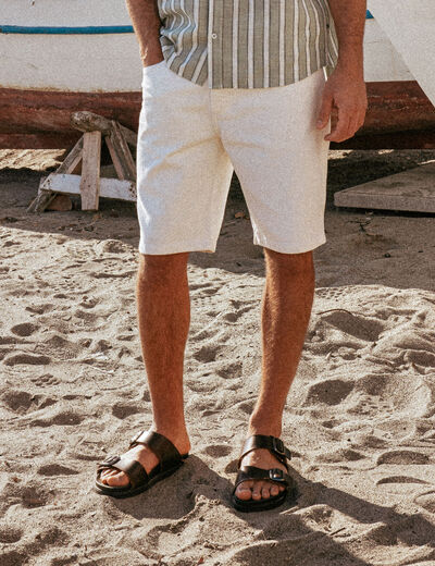 Bermuda droit en jean denim blanc homme