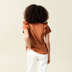 T-shirt en coton manches courtes marron cognac femme
