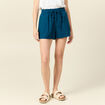 Short droit taille élastiquée bleu pétrole femme
