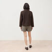 Veste oversize courte col tailleur marron fonc&eacute; femme