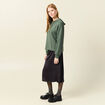 Sweat à capuche brillant vert kaki femme