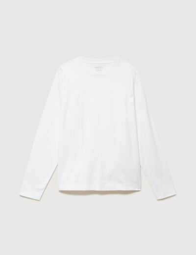T-shirt en coton manches longues blanc homme
