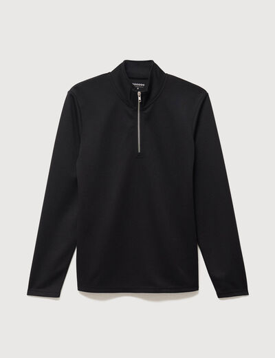 Sweat droit col montant manches longues noir homme