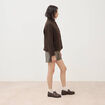 Veste oversize courte col tailleur marron fonc&eacute; femme