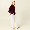 Pull manches longues col roulé rouge foncé femme