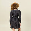 Robe droite courte col v manches longues noir femme