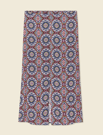 Jupe midi droite fendue bleu marine femme