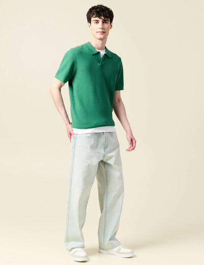 Polo cintré manches courtes vert homme
