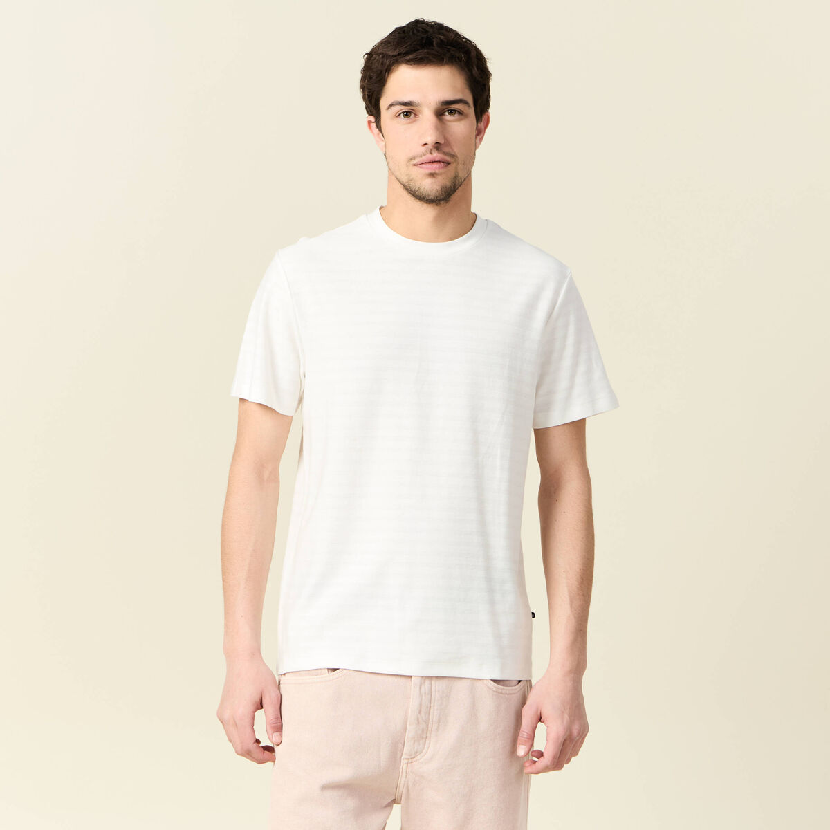 T-shirt manches courtes ecru homme