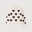 Pull manches longues bouclette col rond prune femme