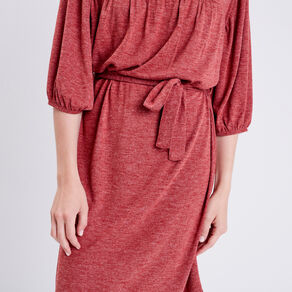 Robe droite ceinturée orange foncé femme