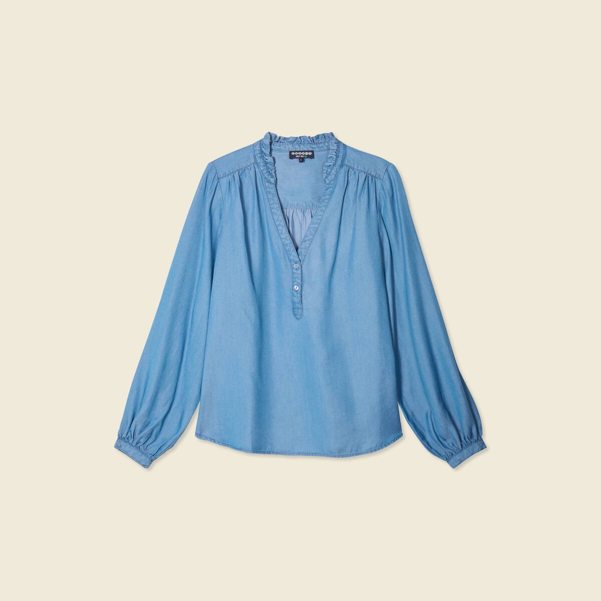 Blouse manches longues denim stone femme