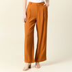 Pantalon large fluide marron femme