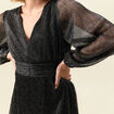 Robe manches longues doubl&eacute;e gris argent femme