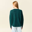 Pull manches longues col en V vert foncé femme