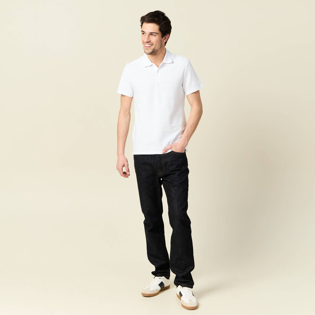 Polo manches courtes blanc homme