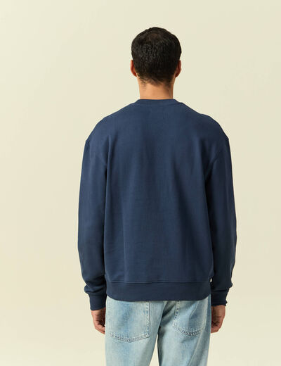 Sweat manches longues en coton bleu marine homme