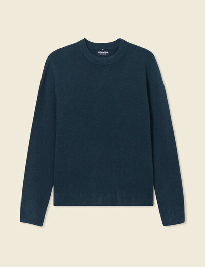 Pull manches longues col rond bleu marine homme