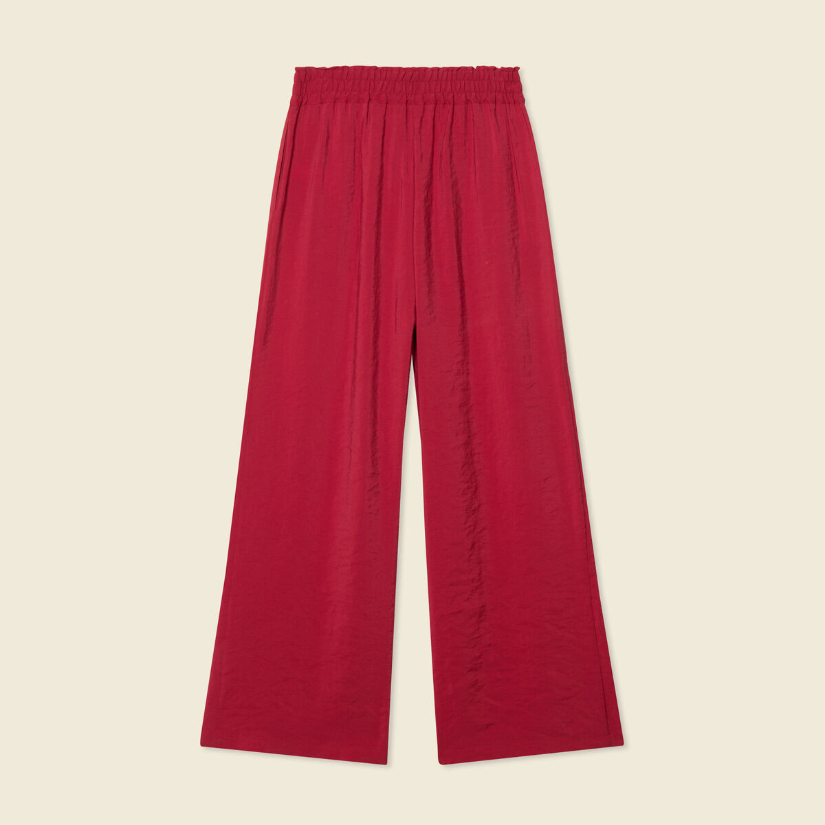 Pantalon large fluide rouge fonc&eacute; femme