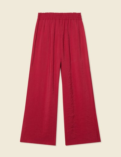 Pantalon large fluide rouge foncé femme