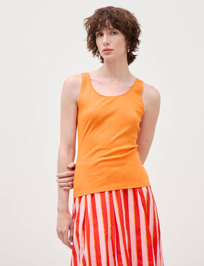 D&eacute;bardeur cintr&eacute; d&eacute;collet&eacute; sans manches orange clair femme