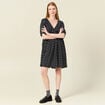 Robe évasée fluide col en V noir femme