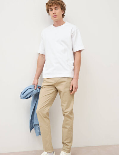 Pantalon chino slim beige homme