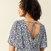 Robe évasée manches courtes bleu femme