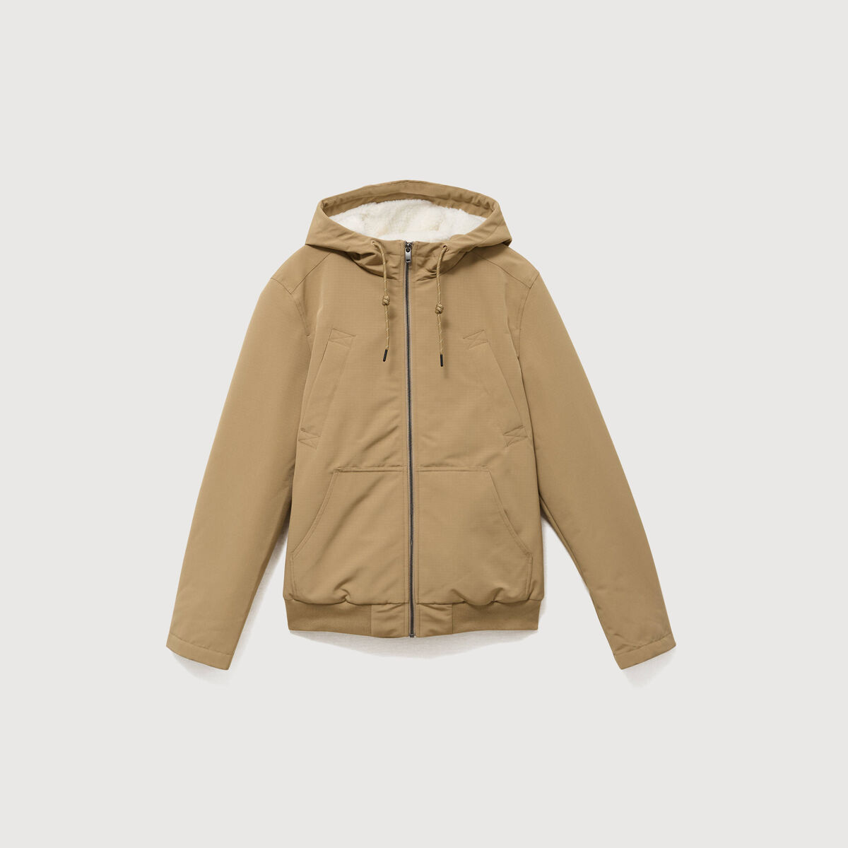 Parka courte &agrave; capuche vert kaki homme