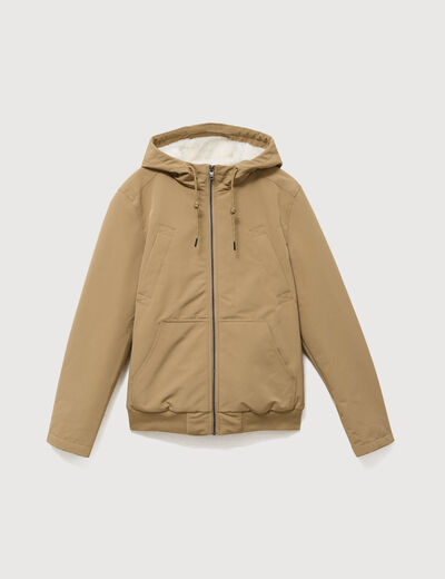 Parka courte &agrave; capuche vert kaki homme