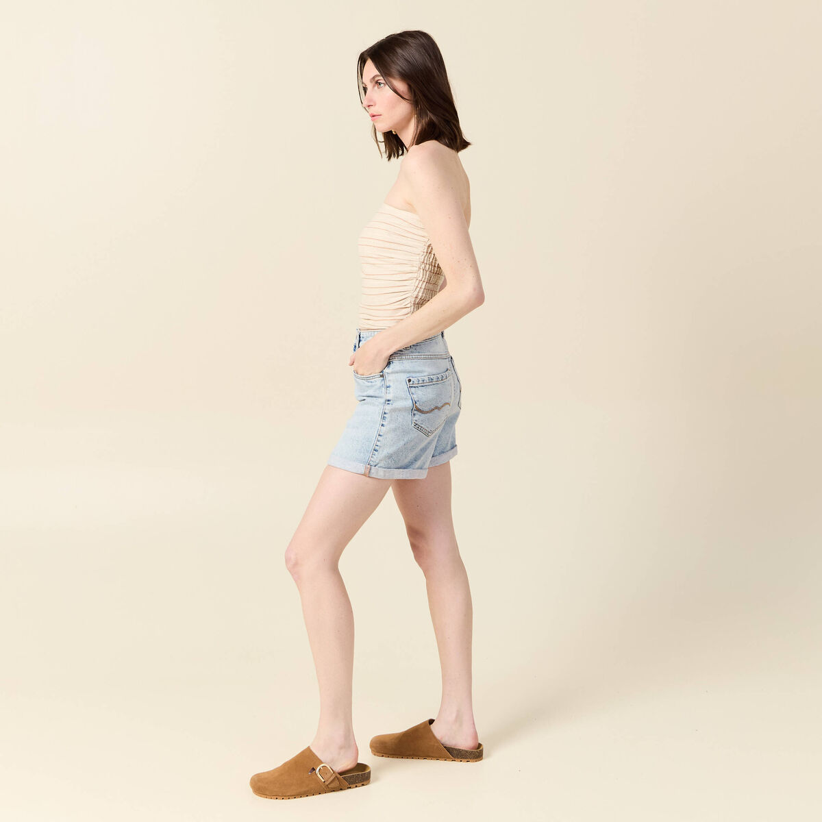 Bustier sans manches ecru femme