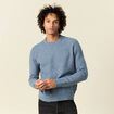 Pull manches longues col rond bleu gris homme